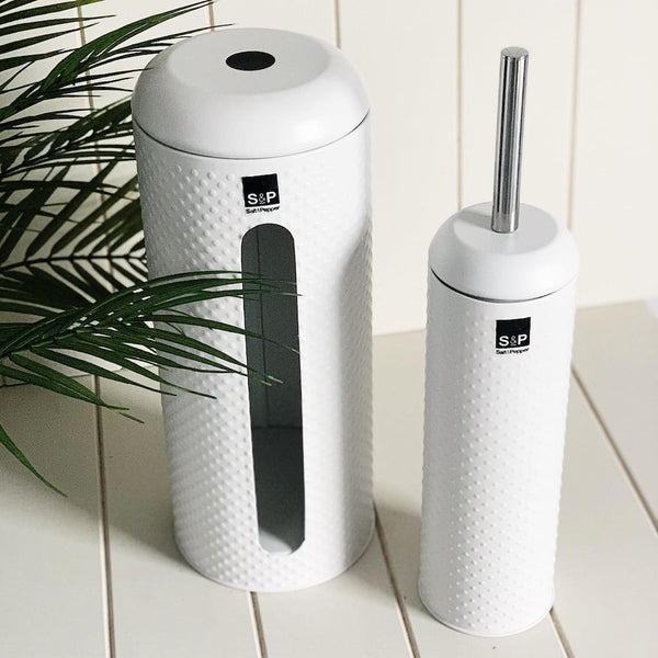Toilet brush and toilet store roll holder set