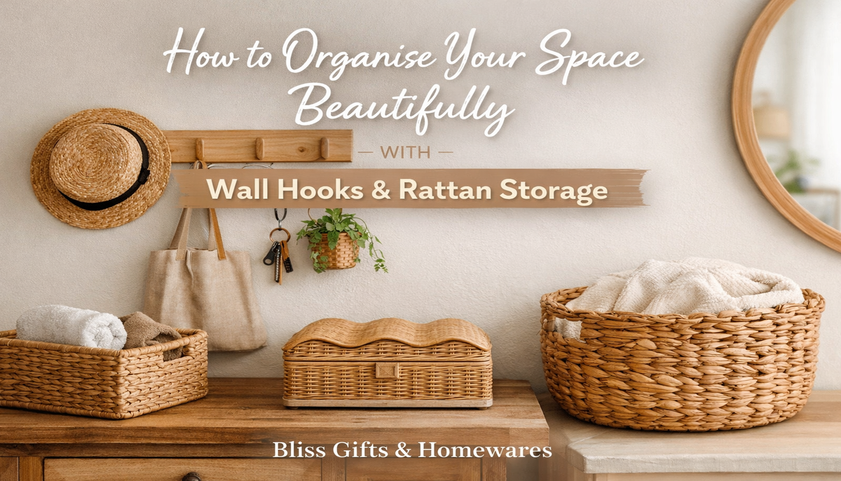 How to Organise Your Space Beautifully with Wall Hooks and Rattan Storage