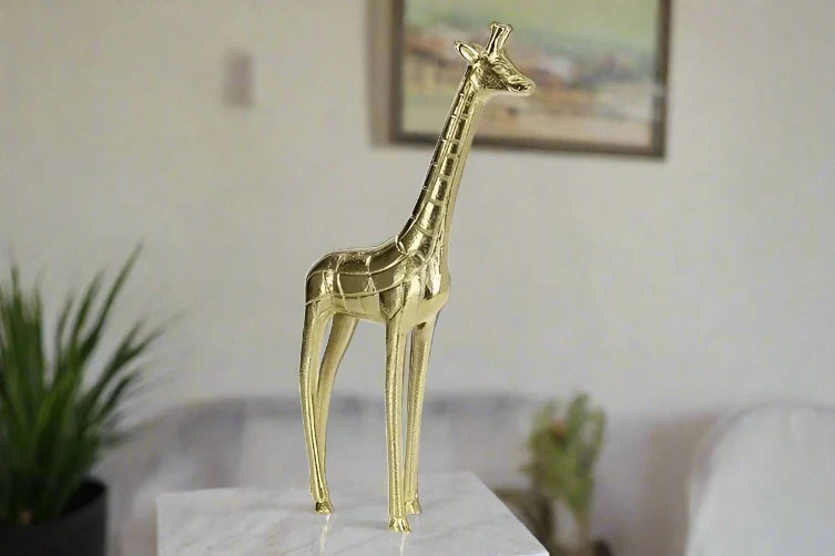Gold Resin Giraffe Home Ornament Figurine Garden Statue Sculpture Décor -36 cm