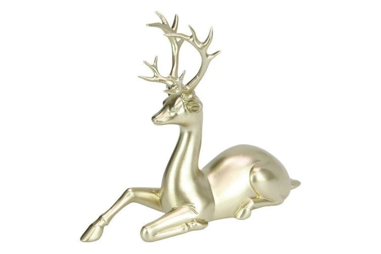 Sitting Champagne Colour Reindeer Ornament Figurine Statue
