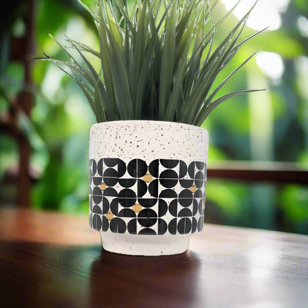 Terrazzo Black Aztec Planter | 10cm Pot | Australia Decor