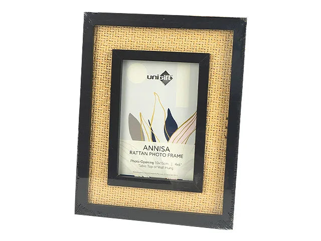 Black & Natural Annisa Rattan Photo Frame - 10cm x 15cm