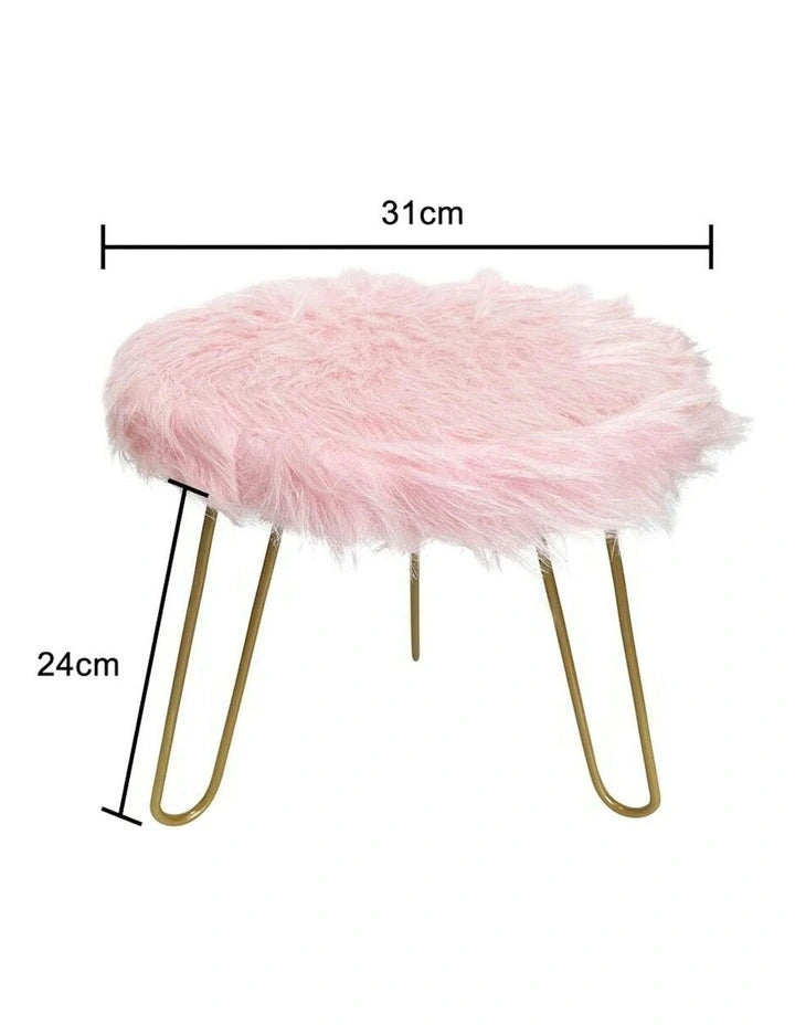 Shaggy Pink 3 Legged Stool