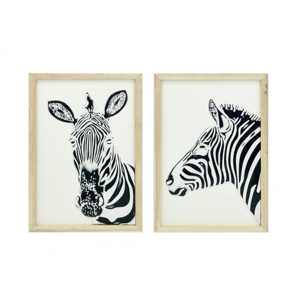 Accent Carved Zebra Wall Art Assort - 60cm