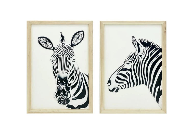 Accent Carved Zebra Wall Art Assort - 60cm