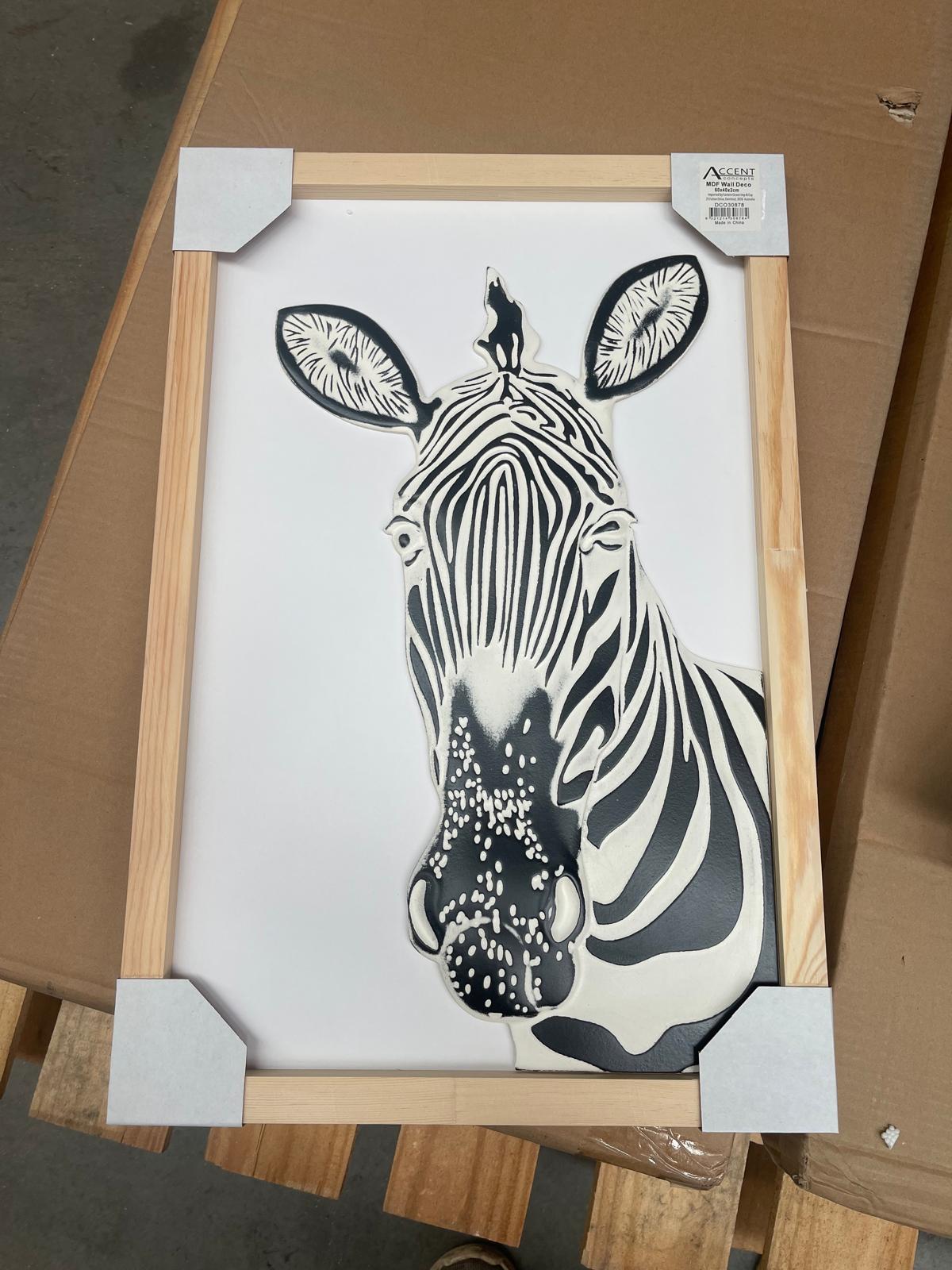 Accent Carved Zebra Wall Art Assort - 60cm