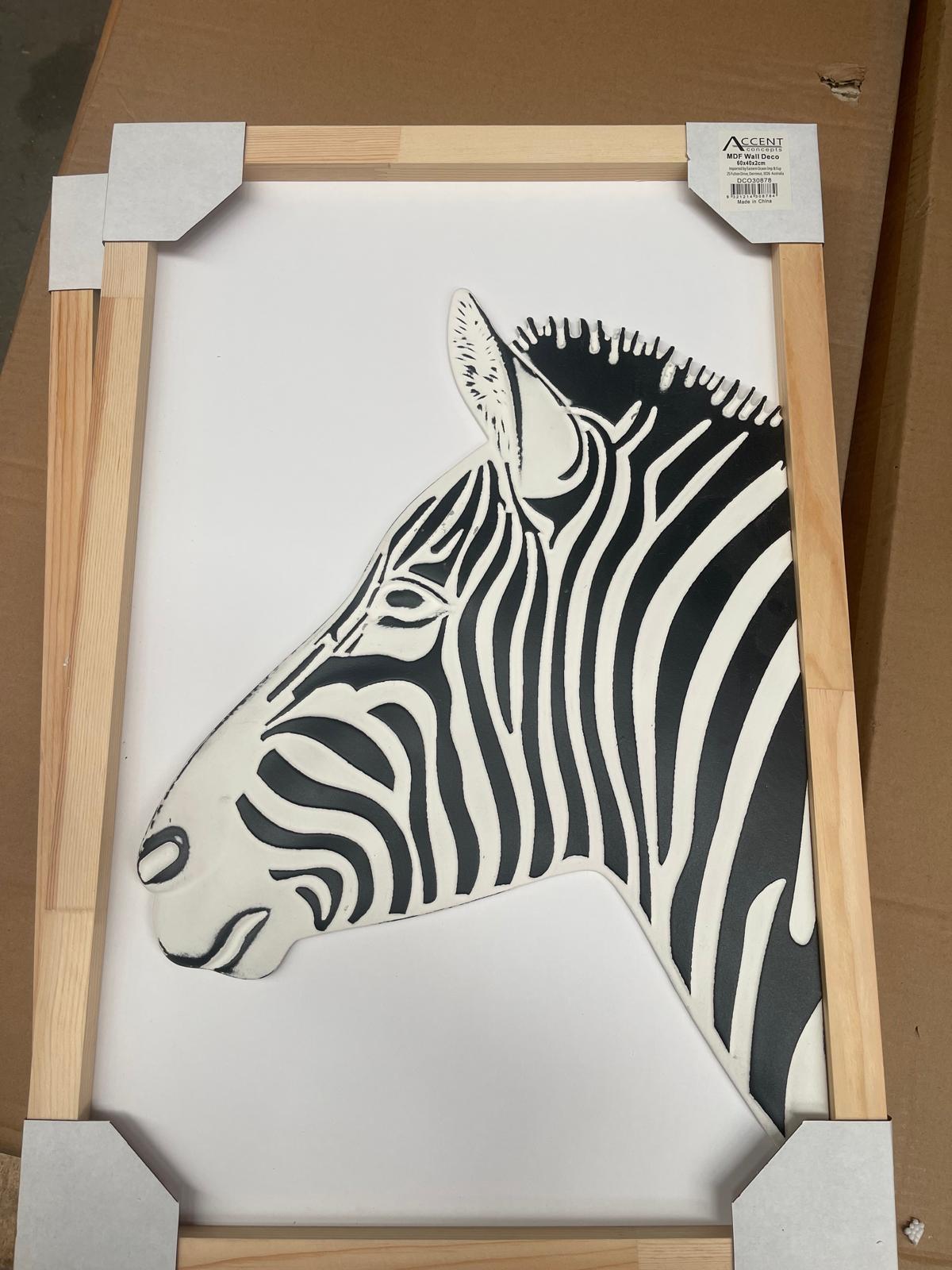 Accent Carved Zebra Wall Art Assort - 60cm