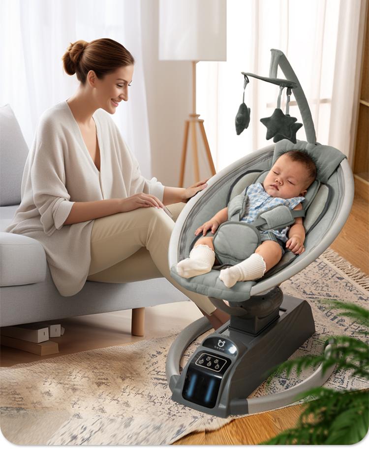 Electric Baby Swing Bouncer Rocker – Premium Comfort &amp; Safety for Your Baby | Modern Oval Machine Washable |