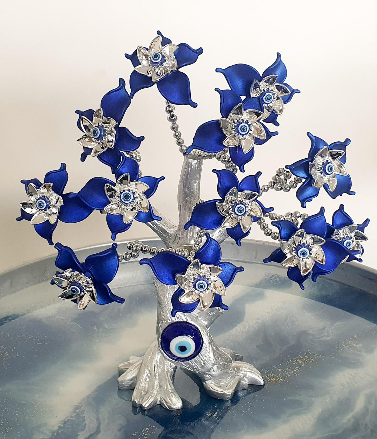 Blue Blossom Large  Evil Eye Camel Tree Decorative Showpiece