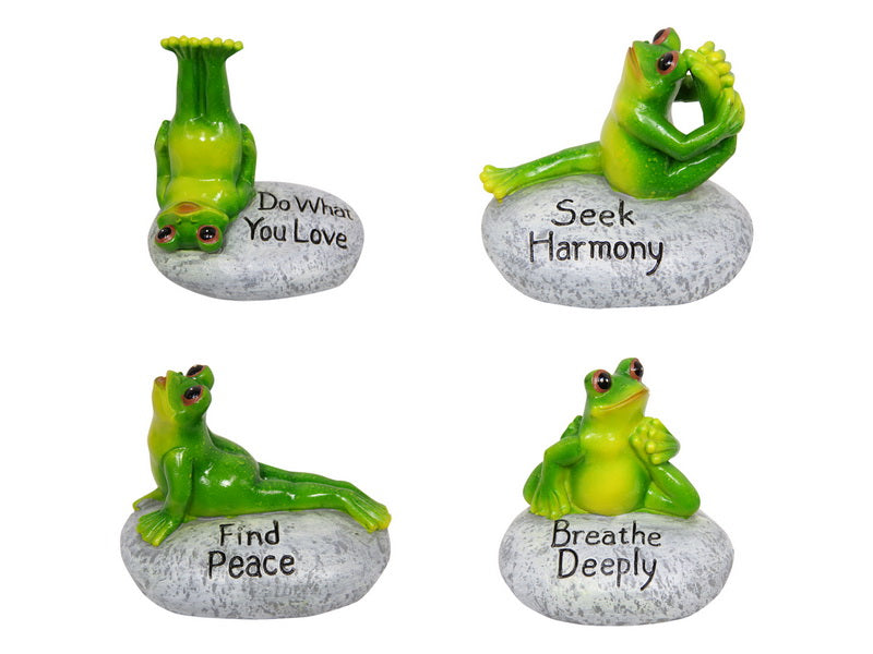 Yoga Frog Statue Sayings SET/4