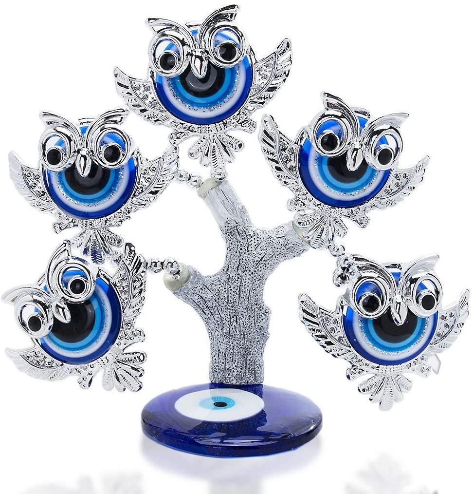 Feng Shui Evil Eye Tree with Silver Owl