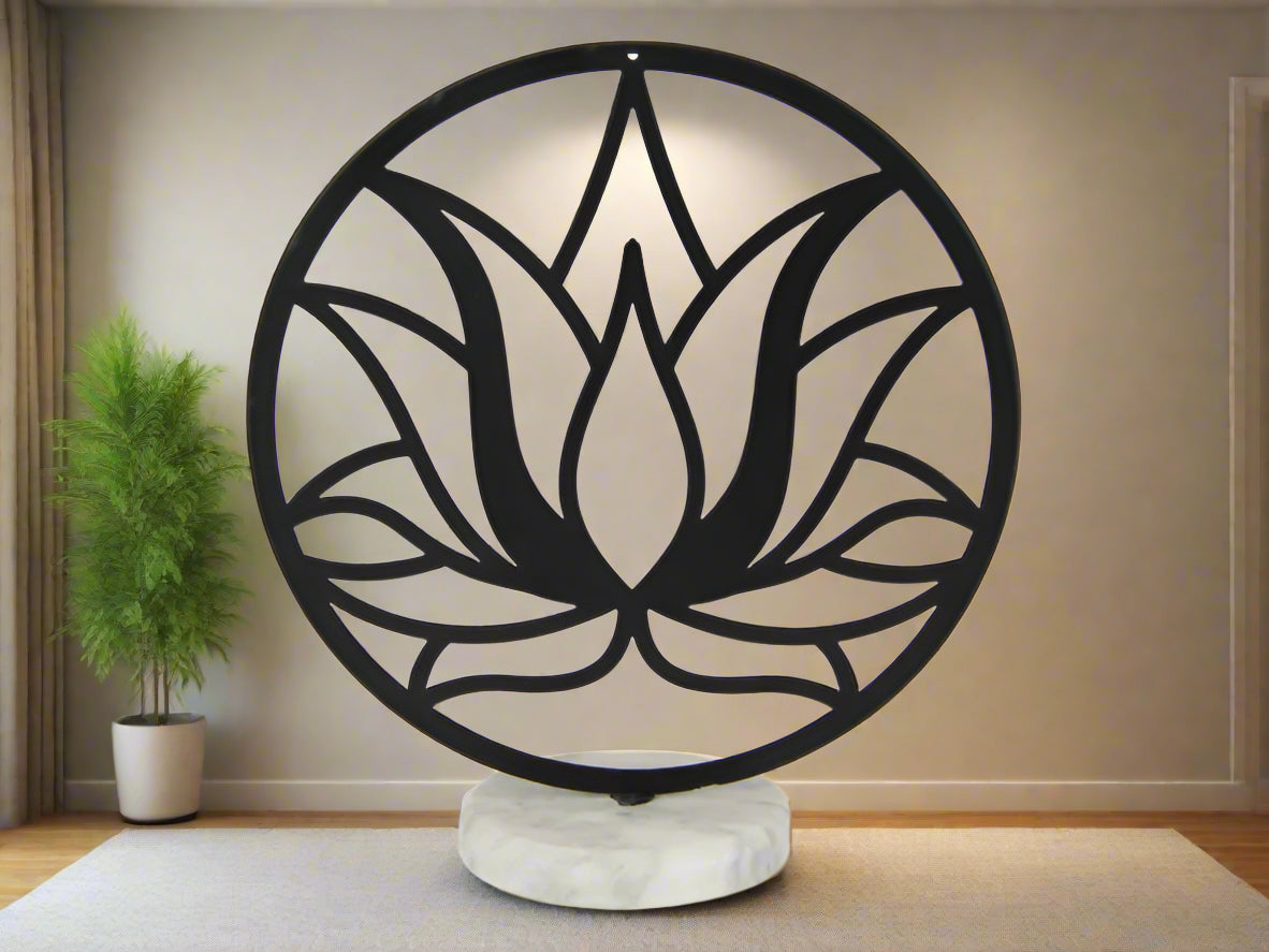 Elegant Lotus Flower Art on Marble Base