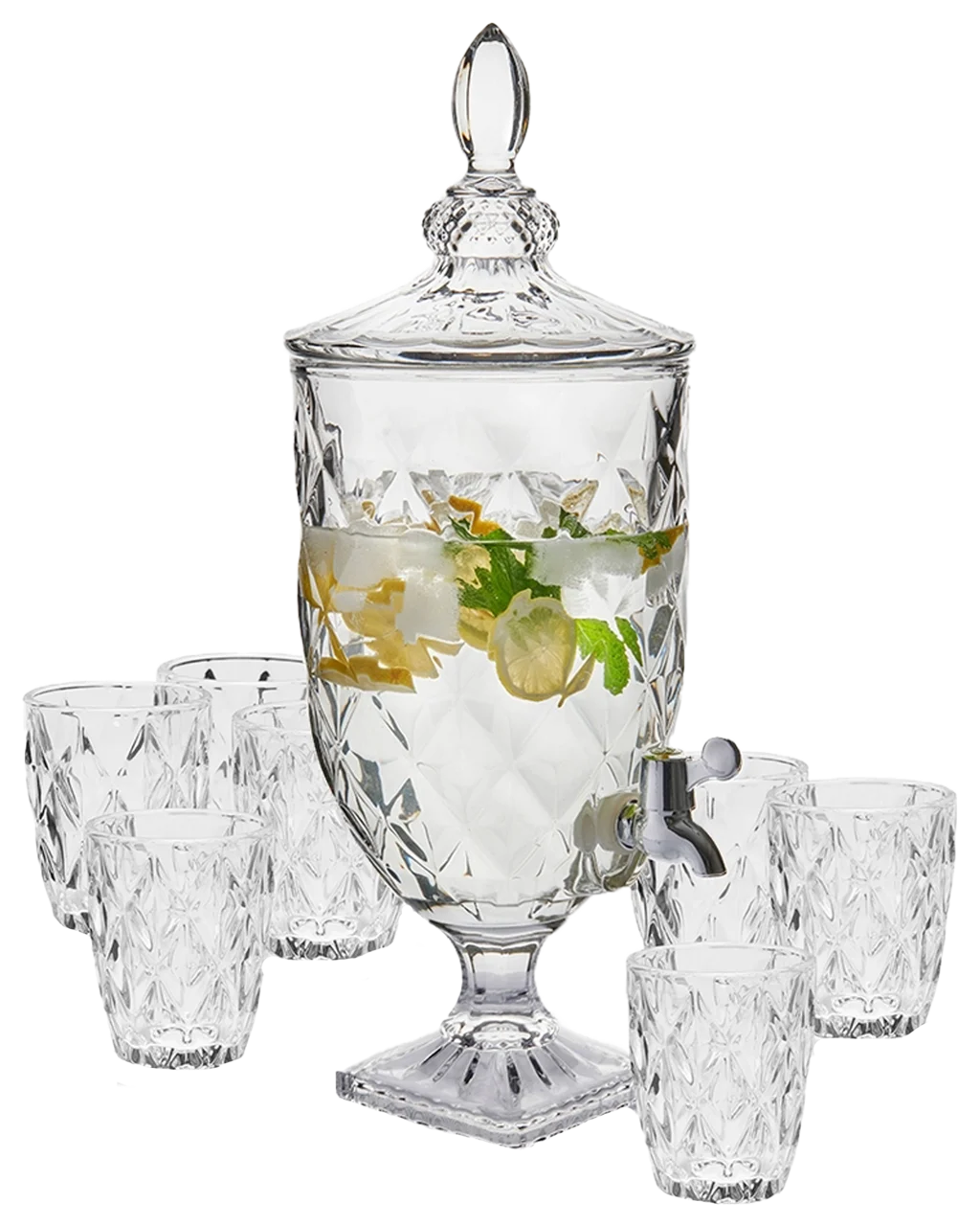 Camden Drink Dispenser Set of 9 in Transparent