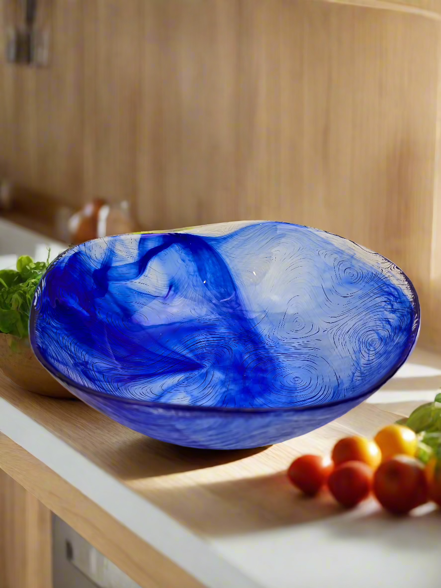 Pasabahce Linden Batik Blue Tempered Glass Dining Bowl