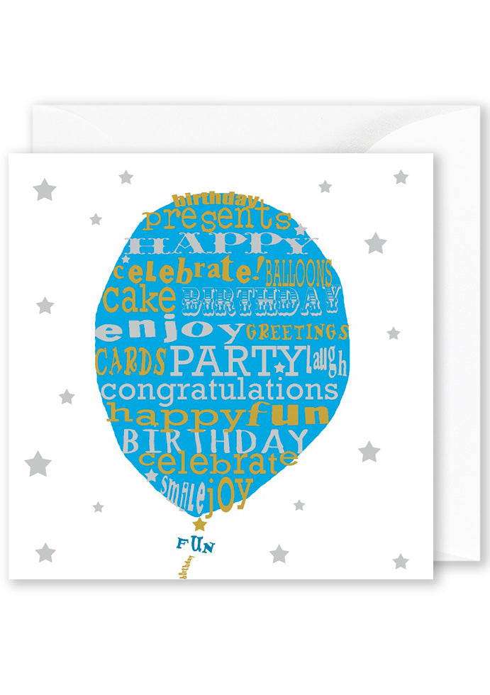 Colourful birthday balloon greeting card with embossed design