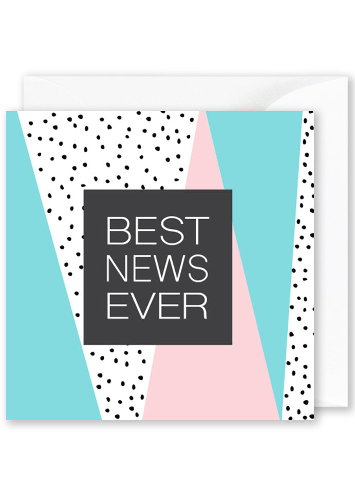 BEST NEWS EVER Modern Pattern square congratulations greeting card with envelope Australia