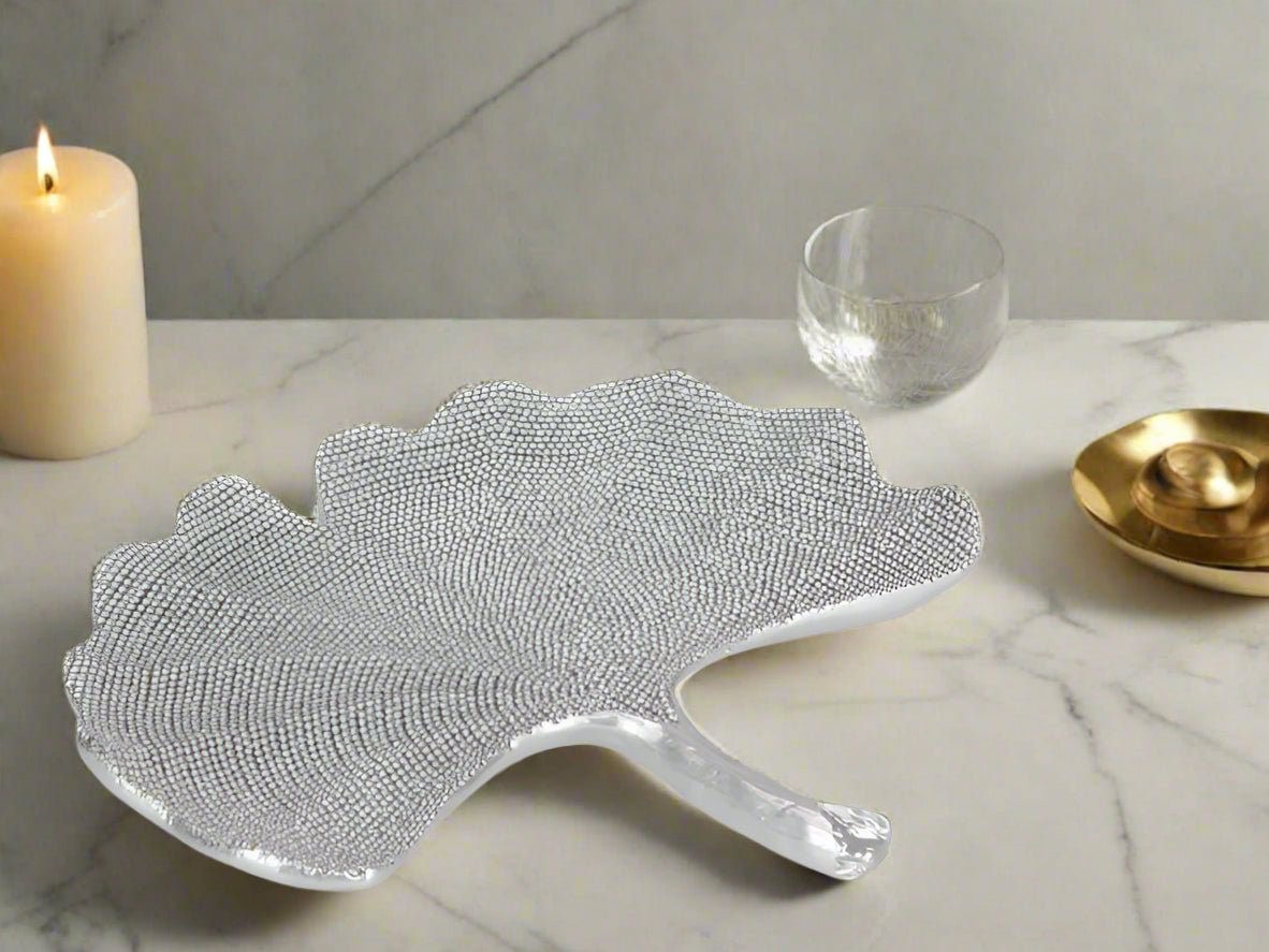 Silver Lotus Leaf Decor Plate - 24cm