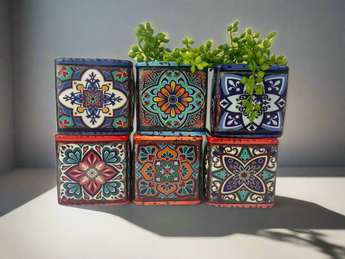 Square Moroccan Planter | Unique Small Pot