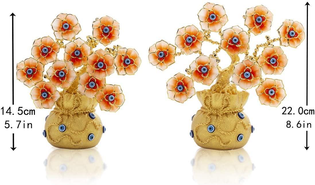 Golden Orange Blossom Tree Crystal Evil Eye Feng Shui Tree Small &amp; Large
