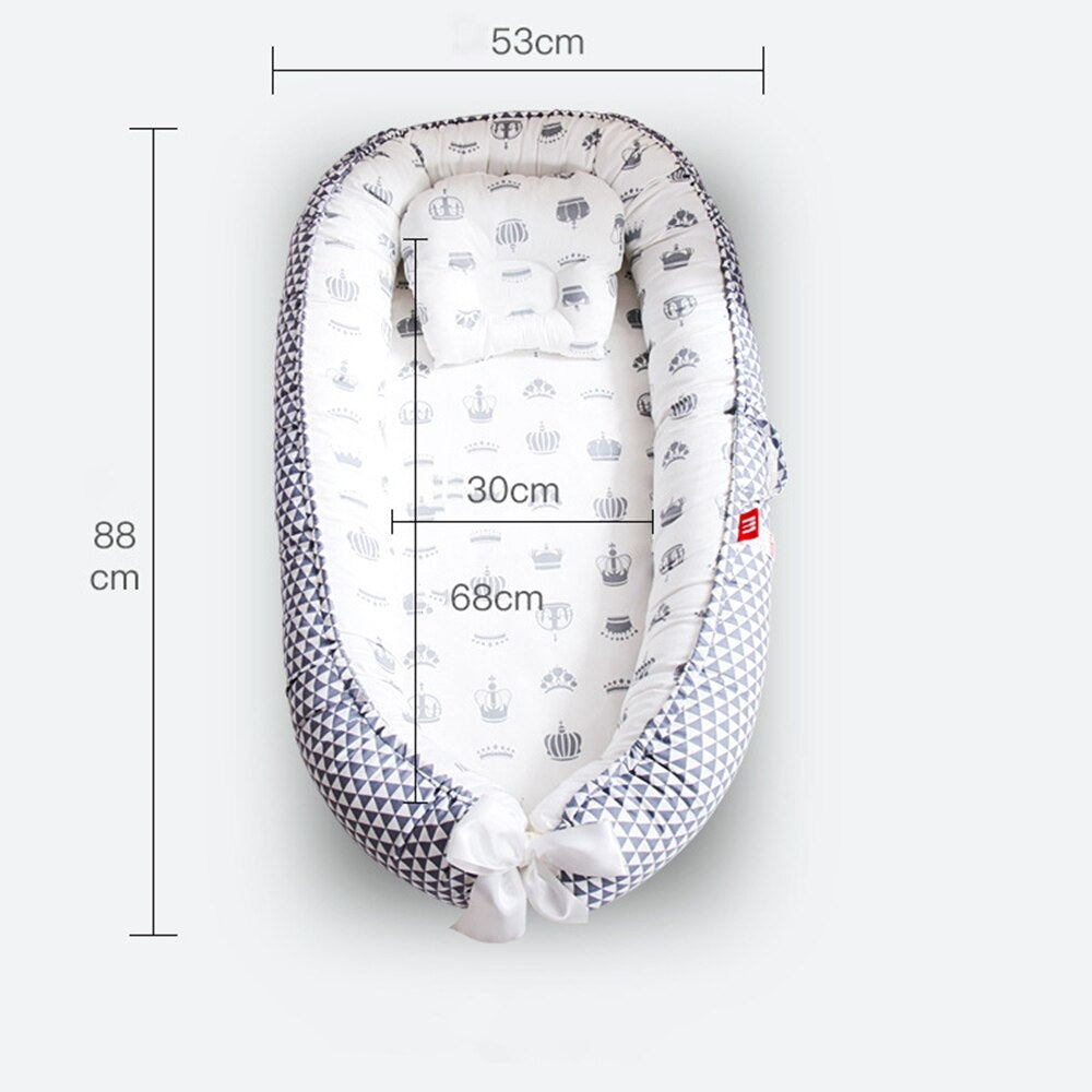 Baby Nest, Baby Lounger, Baby bed for Infant & Newborn Babies, 100% cotton - Cuteably