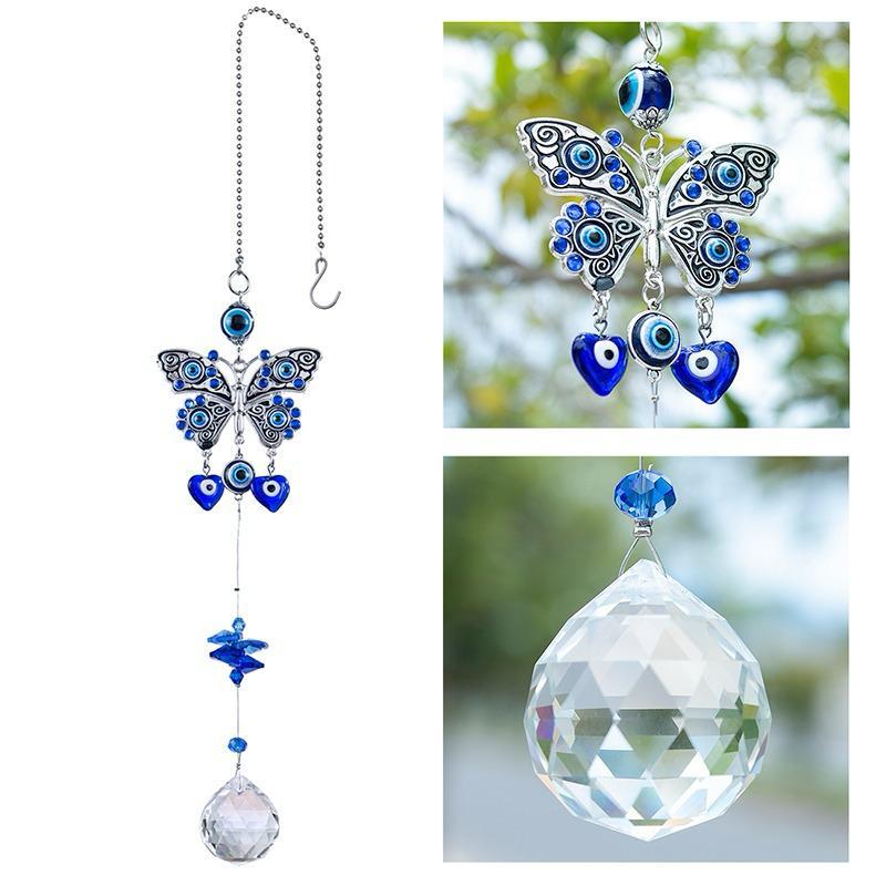 Metal Butterfly Evil Eye Wall Hanging Decor 