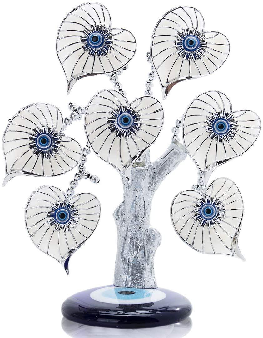 Crystal Evil Eye Feng Shui Tree - Silver Heart