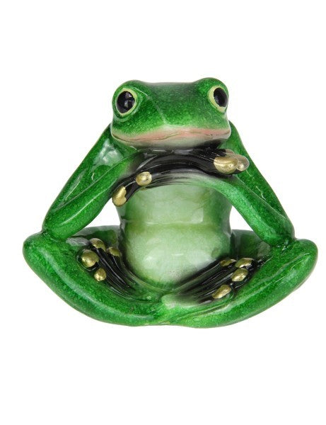 Playful Green Marble Frog Figurine 