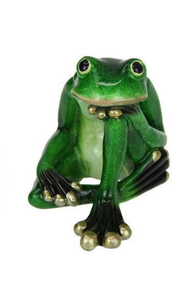 Marble Look Green Frog Figurine Statue Garden Sculpture