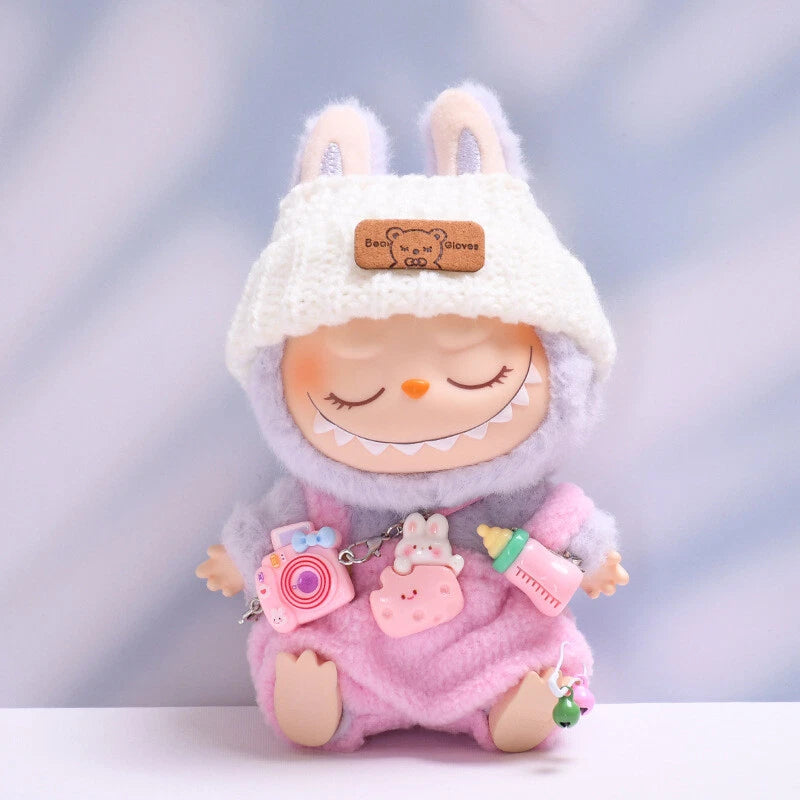 Labubu Pink Clothes The Monsters Plush Doll Corduroy Clothes Outfit Set