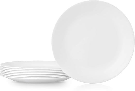 “Bella House Ceramic White Plates – 23cm Entree &amp; 26cm Dinner Plate Set, Durable &amp; Food Safe