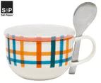 Salt &amp; Pepper 520mL Lunch2Go Mug w/ Lid &amp; Spoon - Orange Tartan