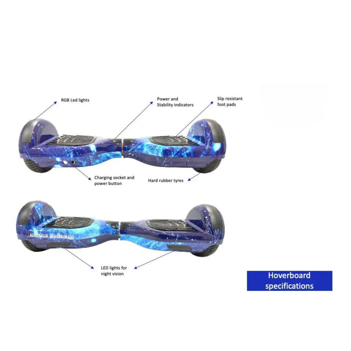 6.5 HoveroorX Australia Hoverboard – Electric Galaxy Blue