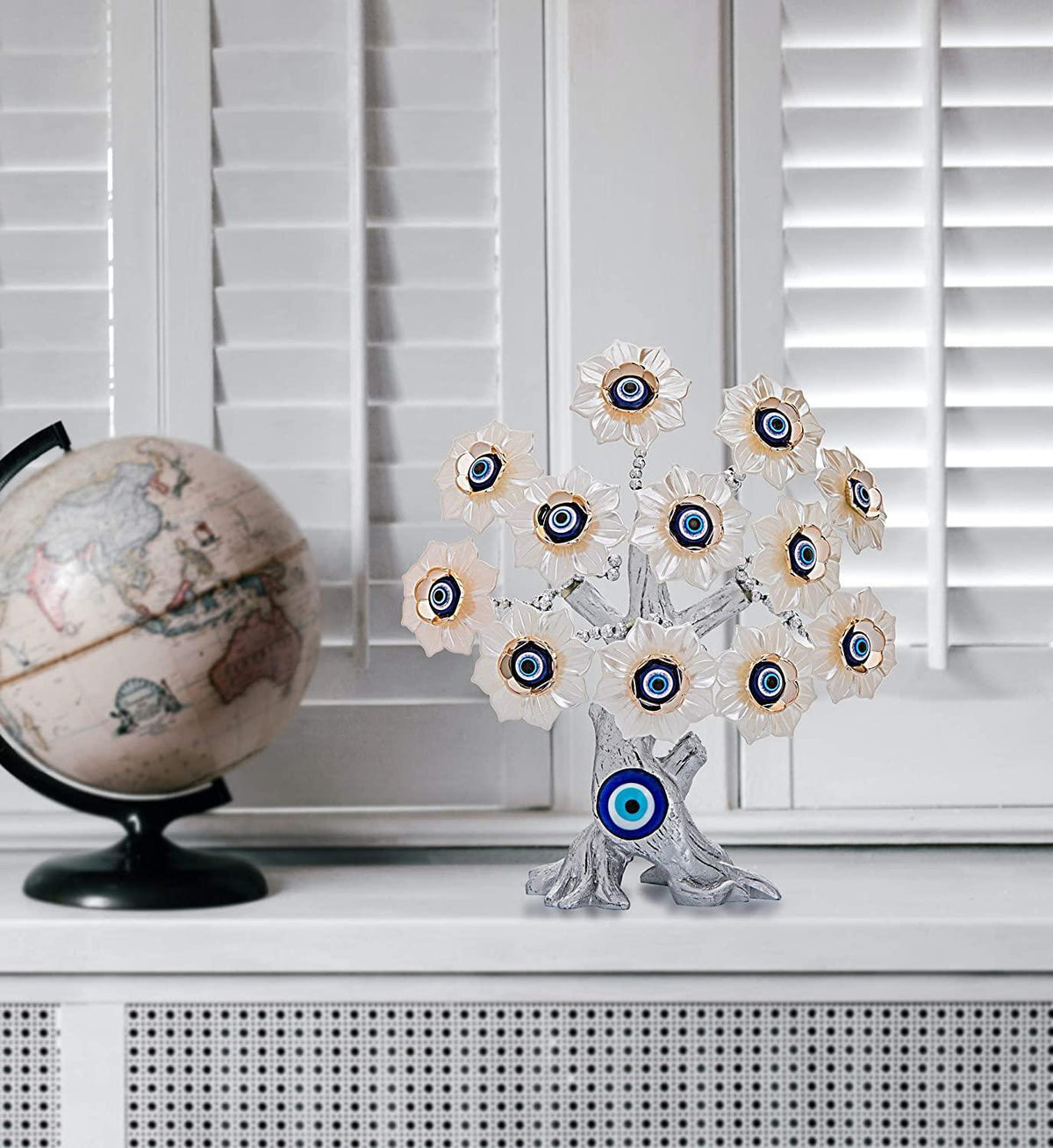 Pearl Blossom Evil Eye Tree (Silver &amp;amp; White)