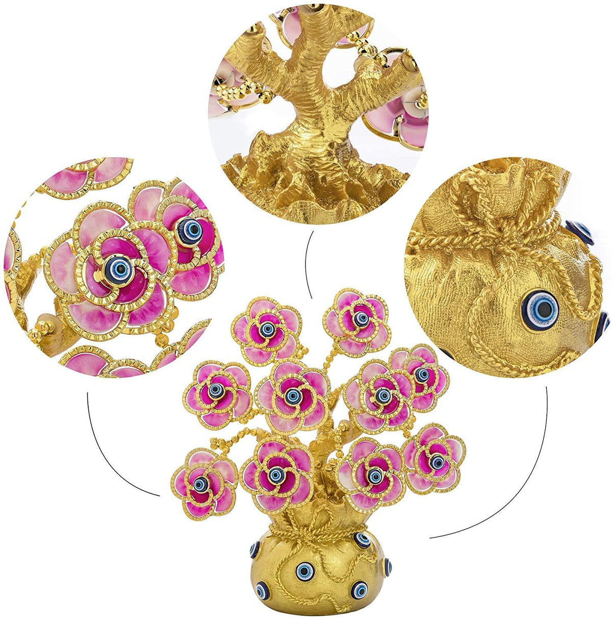 Pink Rose Evil Eye Money Tree