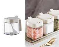 Modern glass seasoning jar with spoon Australia