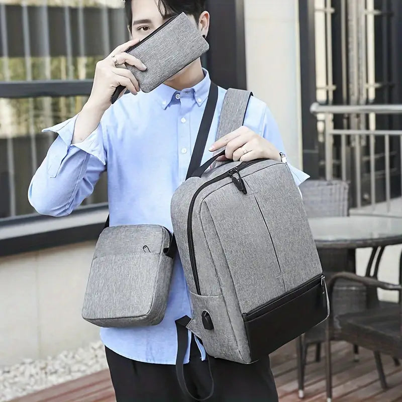 Oxford men&#39;s large capacity travel backpack Grey