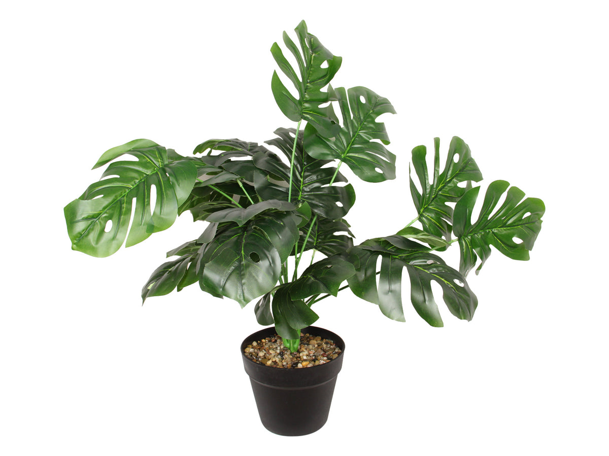 Leaf Fern in Black Pot Artificial Fake Monstera Plant