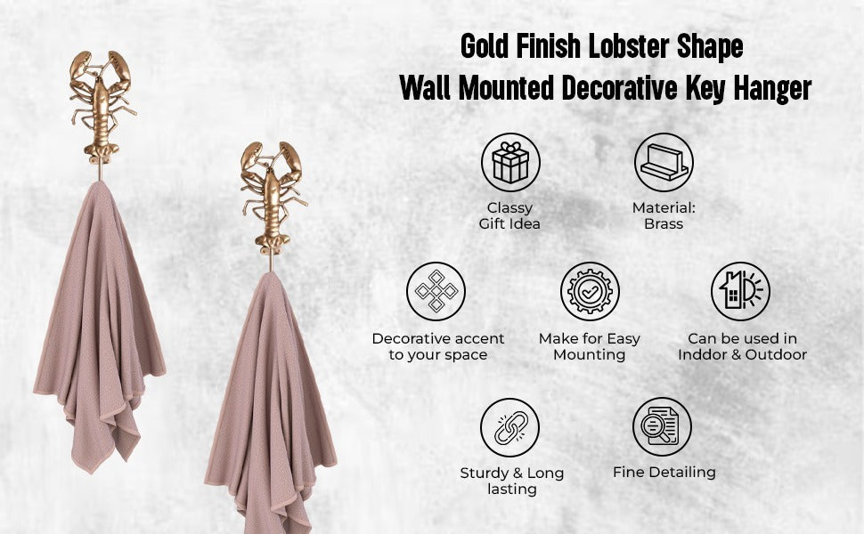 Lobster Brass Wall Hook