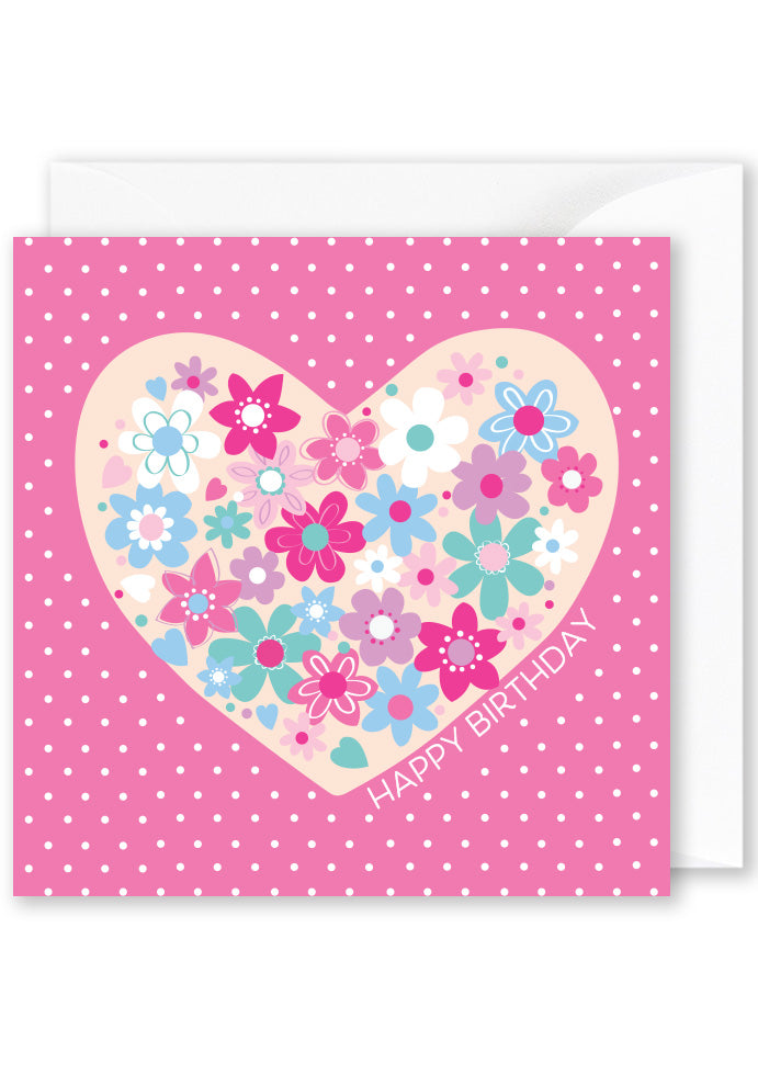 Birthday Heart square greeting card with blank envelope for birthday gifts Australia