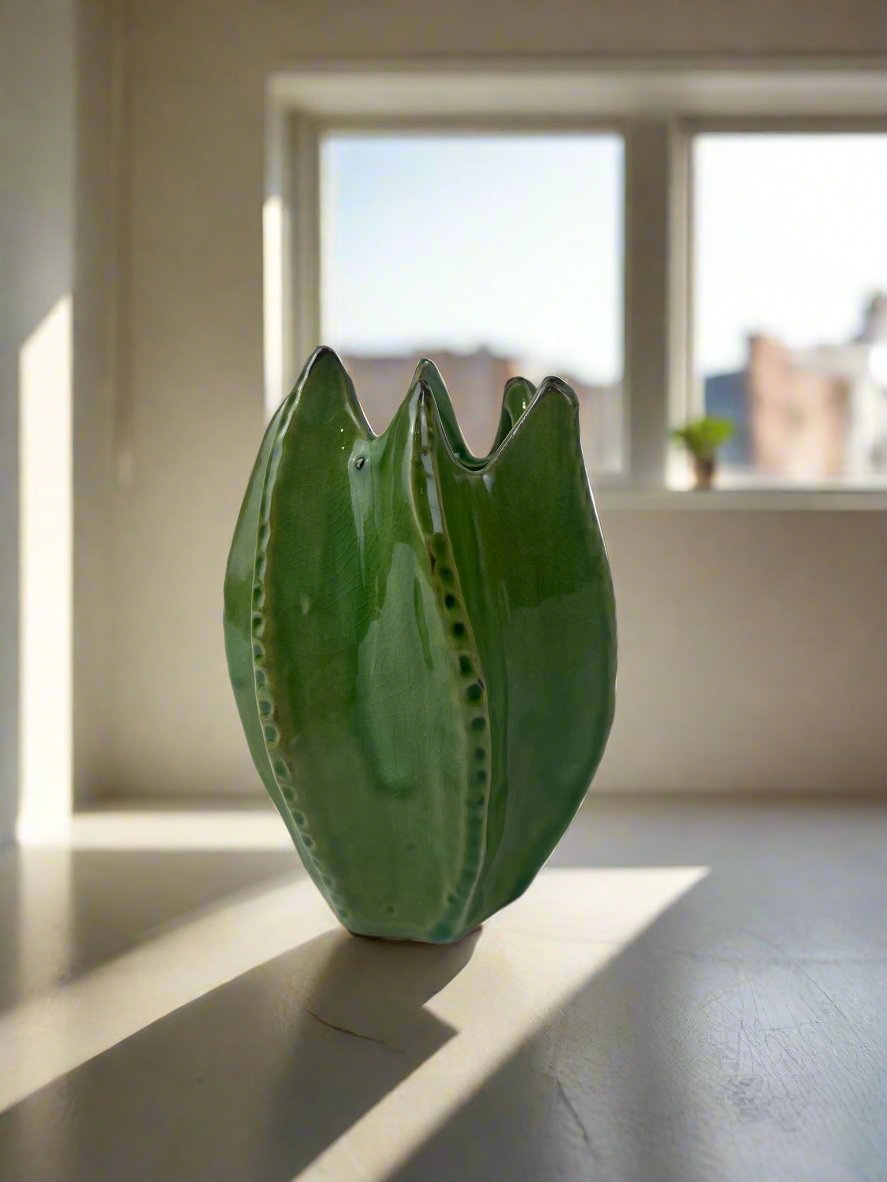 Green Ceramic Cactus Vase 
