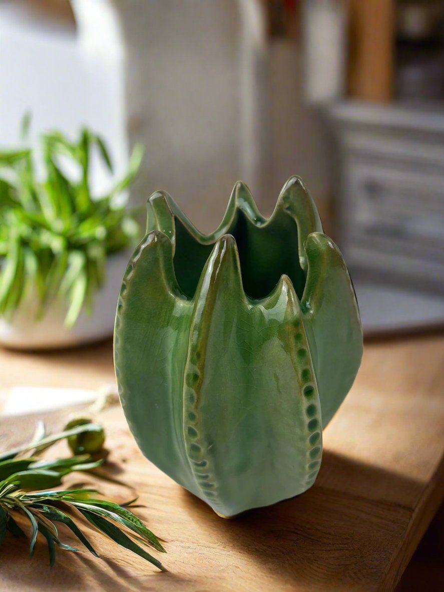 Cactus Vase Green | Decorative Ceramic Planter