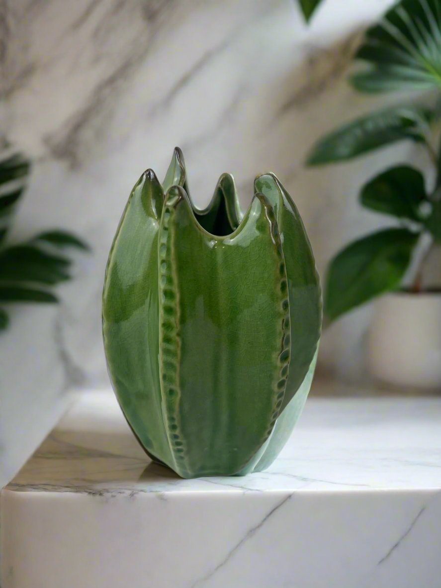 Green Cactus Ceramic Vase | Decorative Home Decor Australia