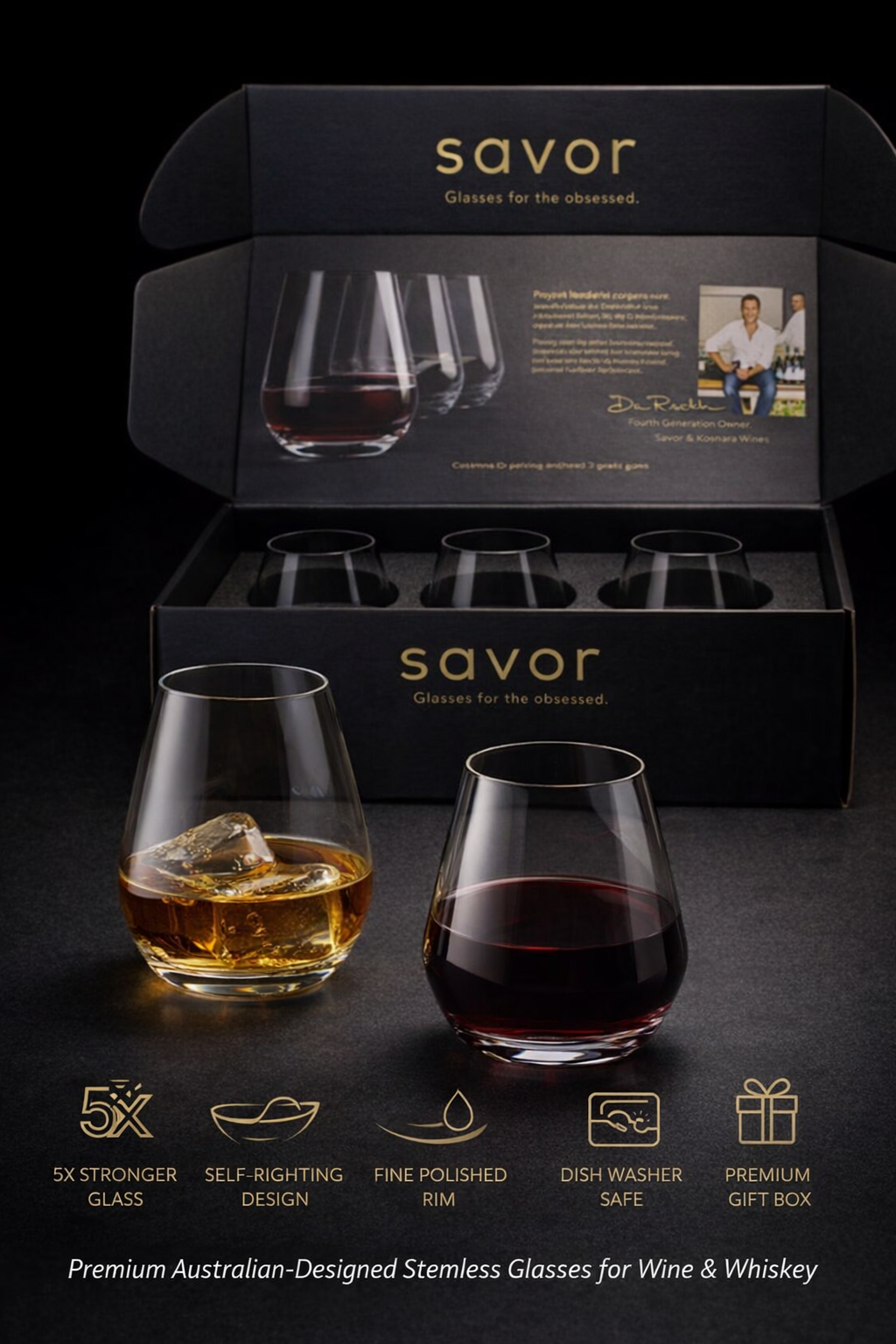 Savor Stemless Glass Gift Box