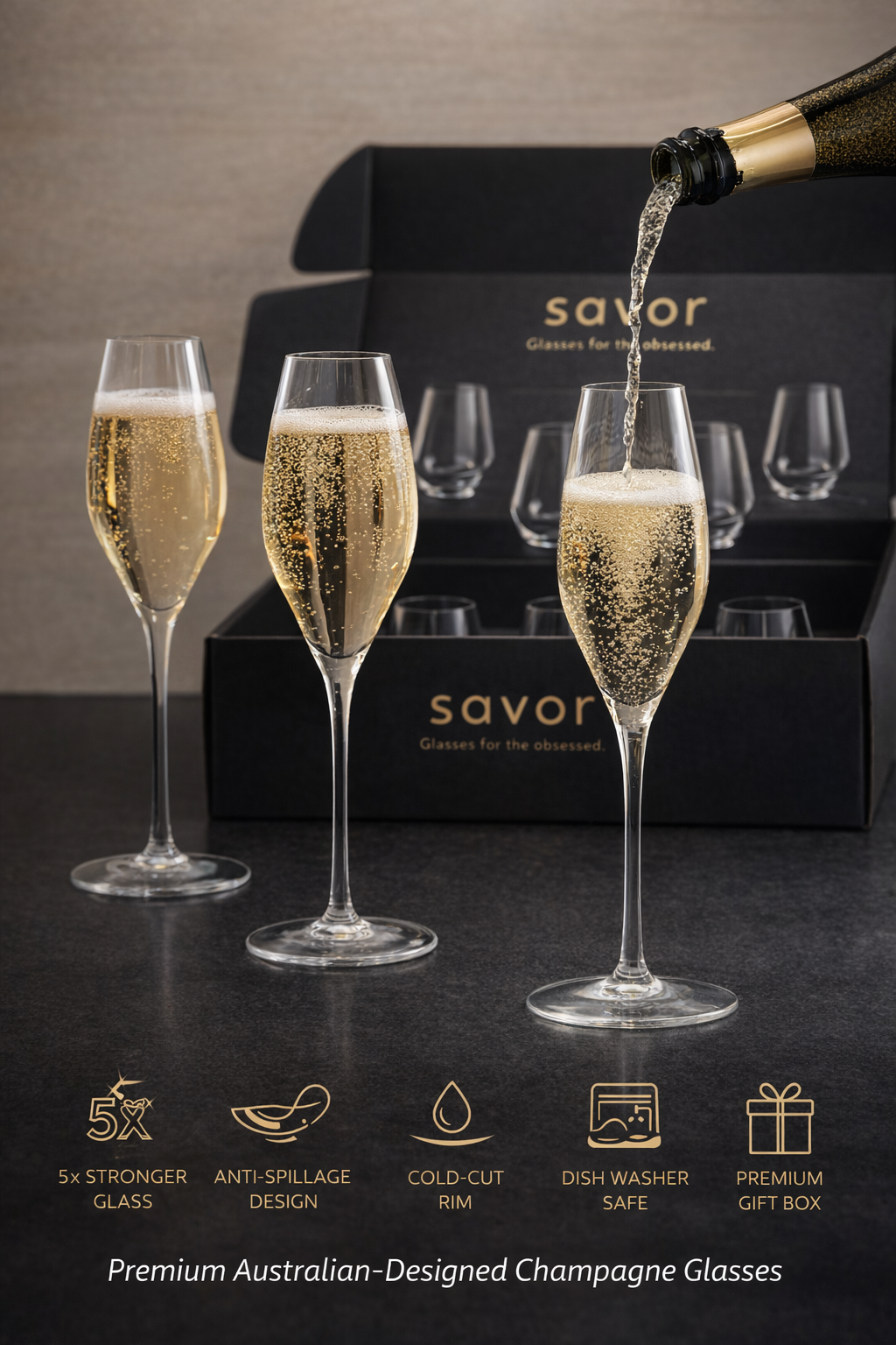 Durable champagne glasses Australia