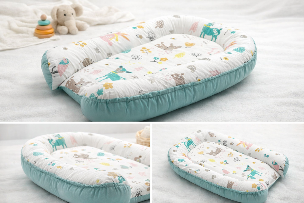 Baby Nest, Baby Lounger, Baby bed for Infant & Newborn Babies, 100% cotton - Cuteably
