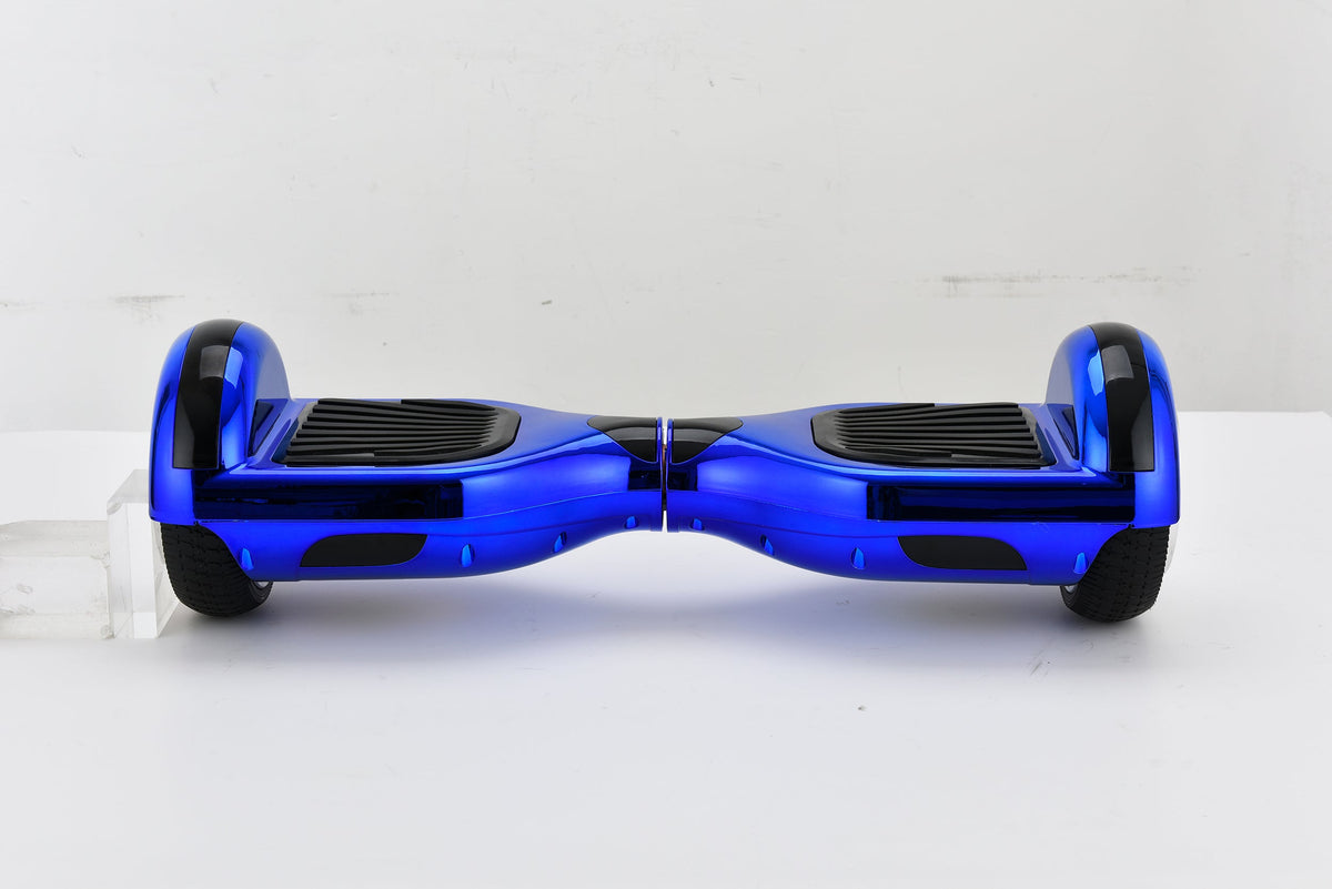 Blue chrome hoverboard with Bluetooth speaker for kids and adults