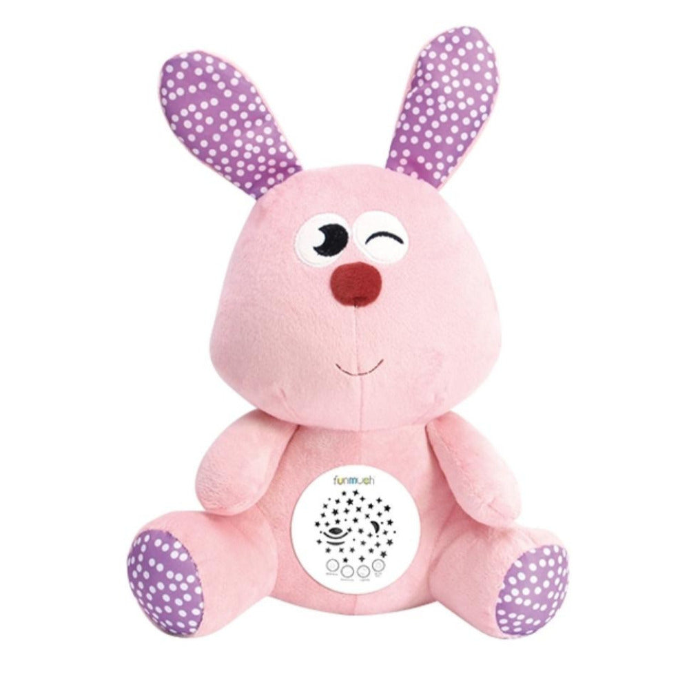 Plush Bunny Toy with Projector Music and Clam Light for Baby