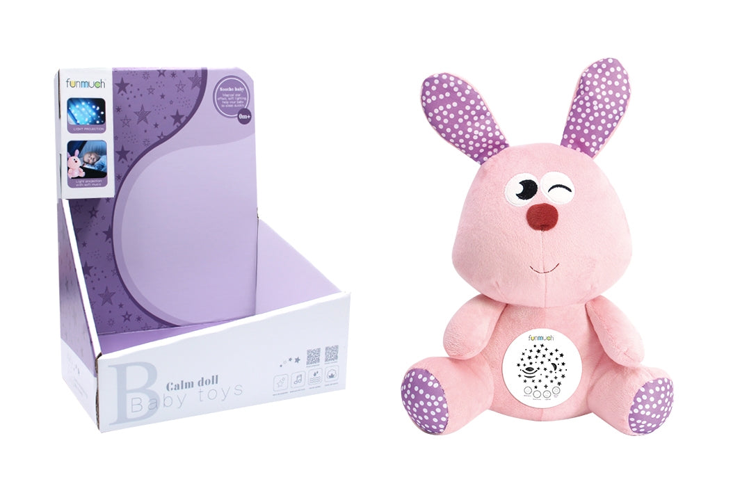 Plush Bunny Toy with Projector Music and Clam Light for Baby