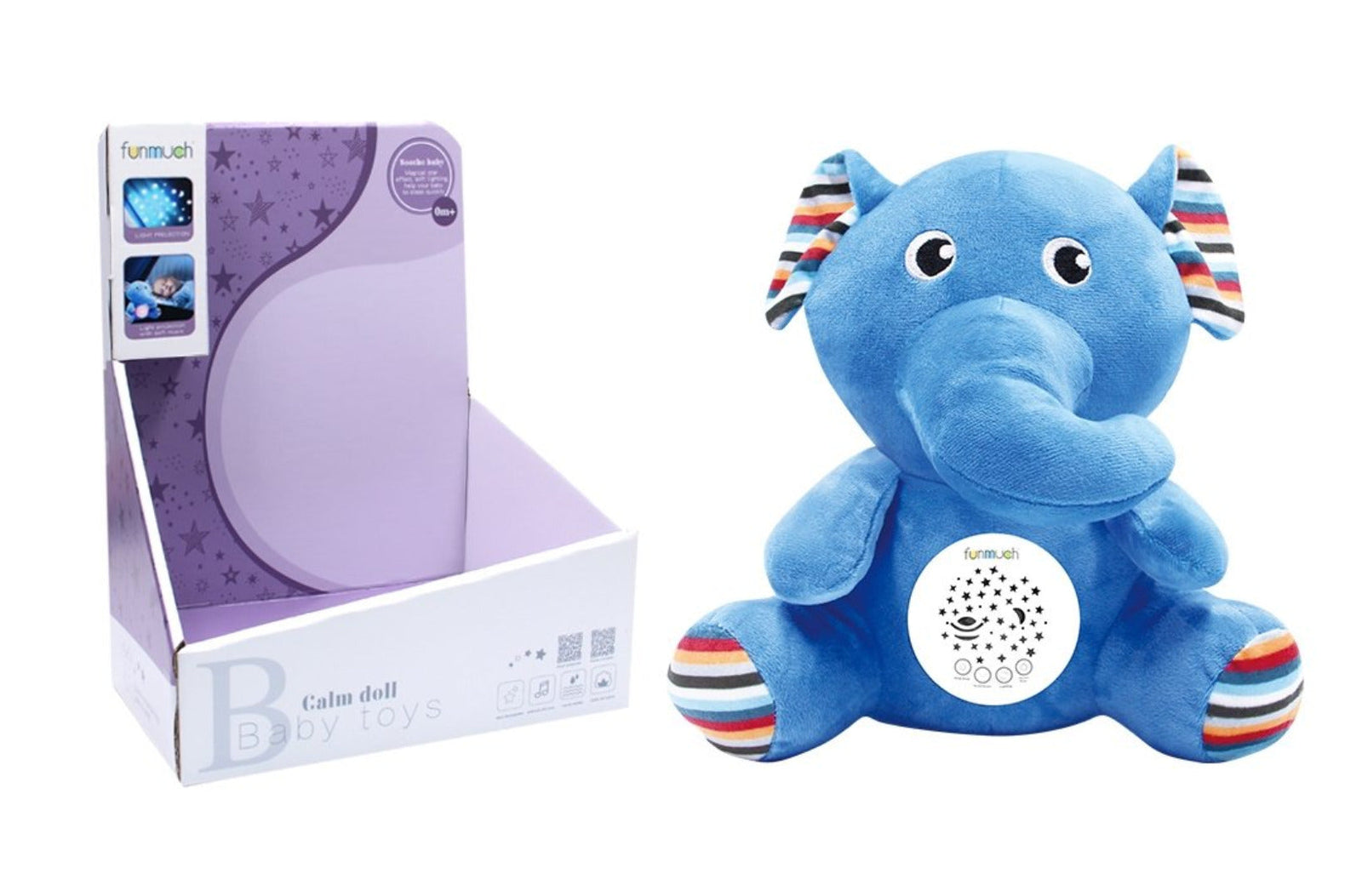 Plush Elephant Toy with Projector Music and Light for Babies.