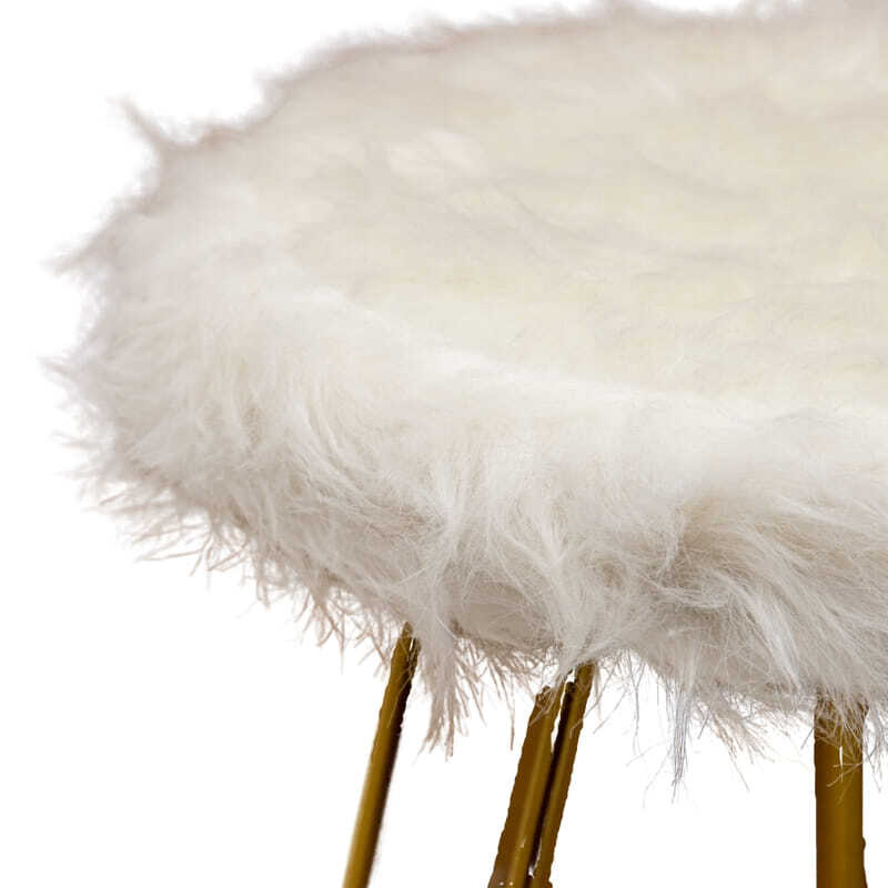 Faux Fur Shaggy White 3-Legged Child Stool